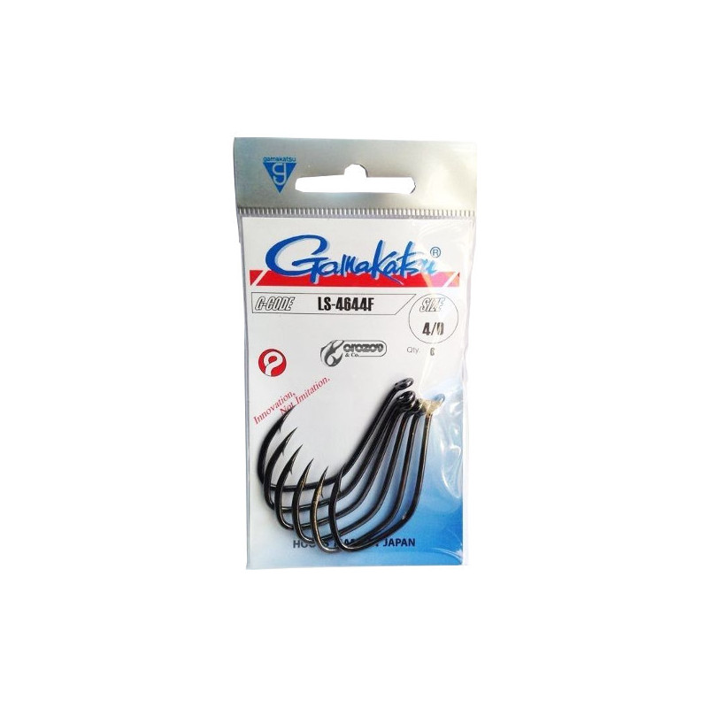 Anzuelo Gamakatsu 4644F nº 5/0 | Forjado con argolla y acabado níquel negro